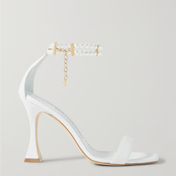 Manolo Blahnik // Charona Man Made Pearl Ankle Strap Sandals Size 40 - Picture 14 of 14